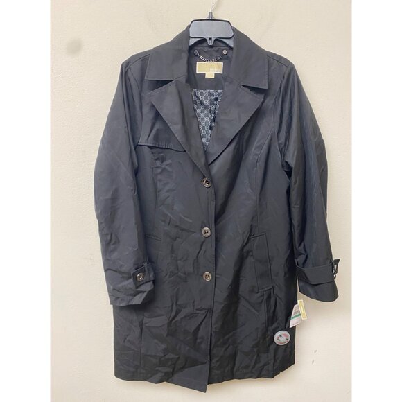 Michael Kors Women's Black Reefer Trench Coat Size OX Defected (MISSING BELT) - Picture 1 of 6